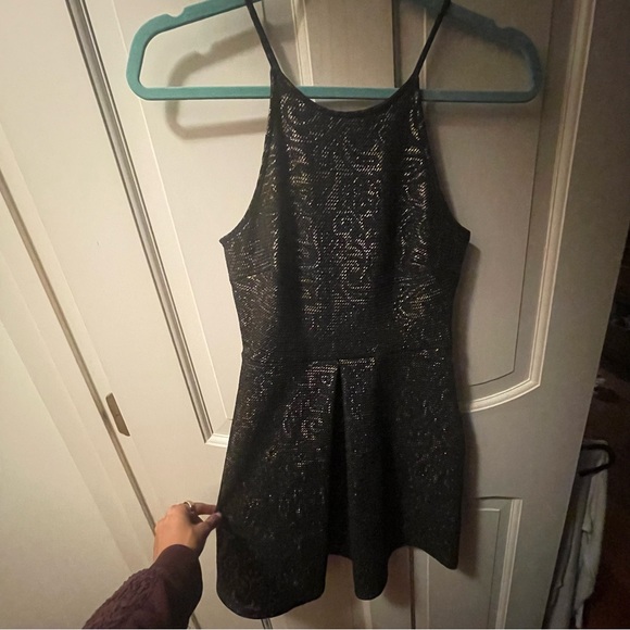 Aqua Black Gold Halter Skater Dress - Picture 3 of 5